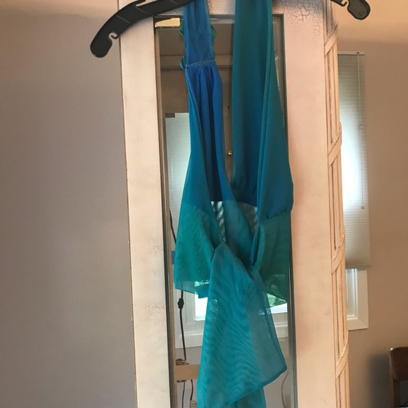 SOLD!!! Ema Savahl Halter Crop Top Flowers Blue Green S/M - Picture 8 of 16